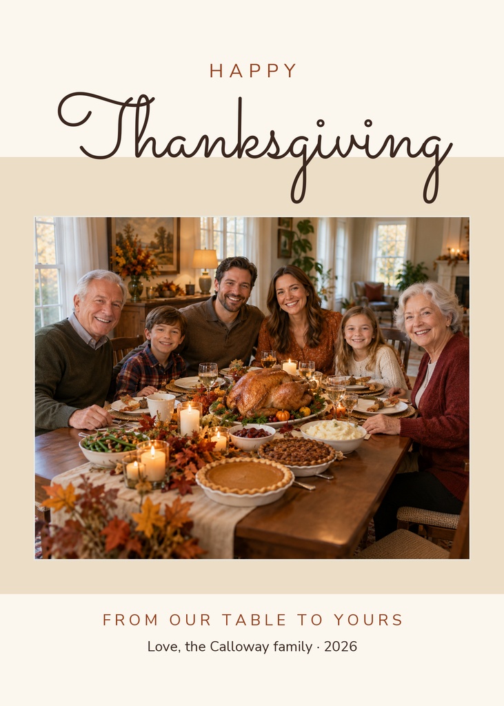 Preview for Thanksgiving At Our Table Portrait Greeting Template