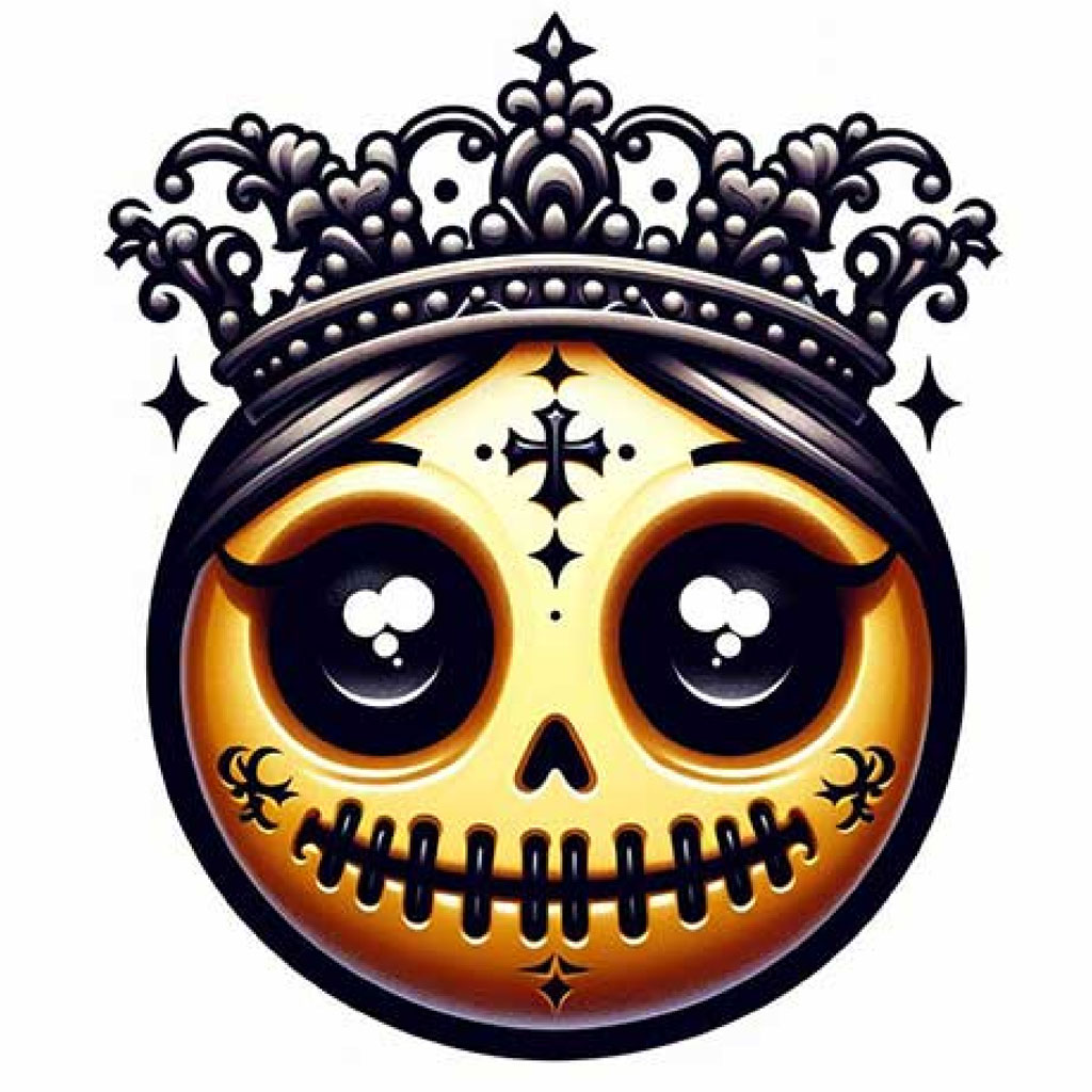 Illustration of a sugar skull wearing a crown
