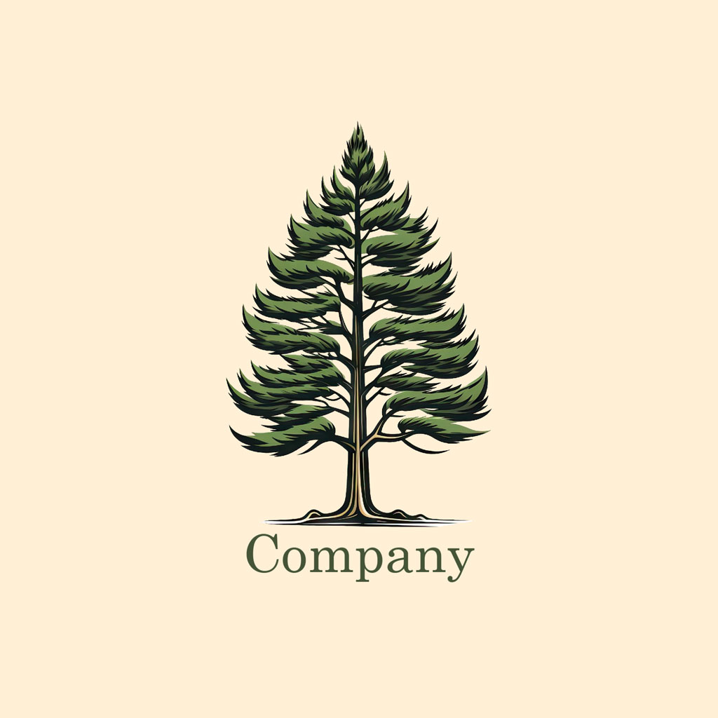 Illustration of an evergreen tree with the word 'Company' underneath