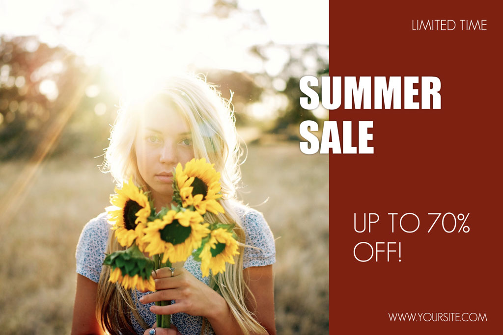 Woman holding sunflowers in a field