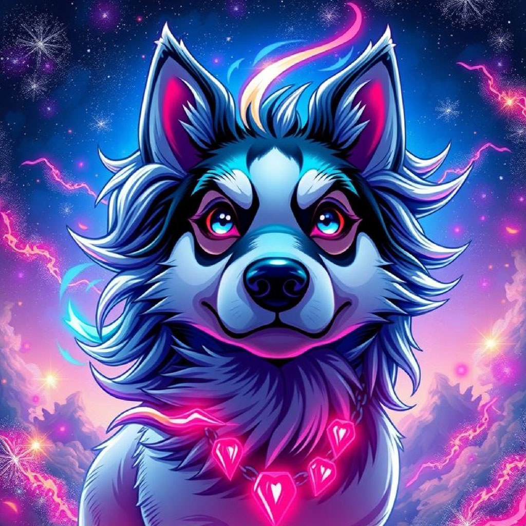 Anime boy with blue hair and eyes, surrounded by stars and magical energy