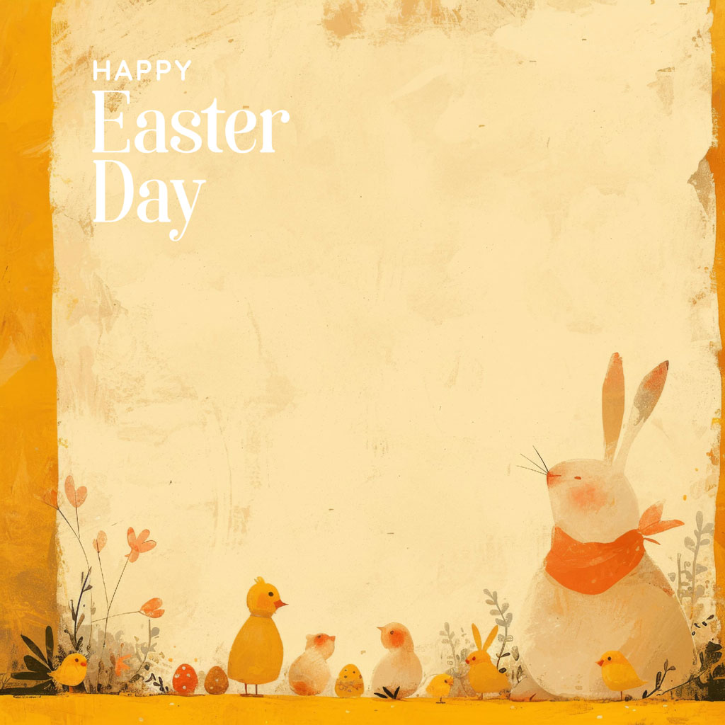 Easter bunny and chicks illustration