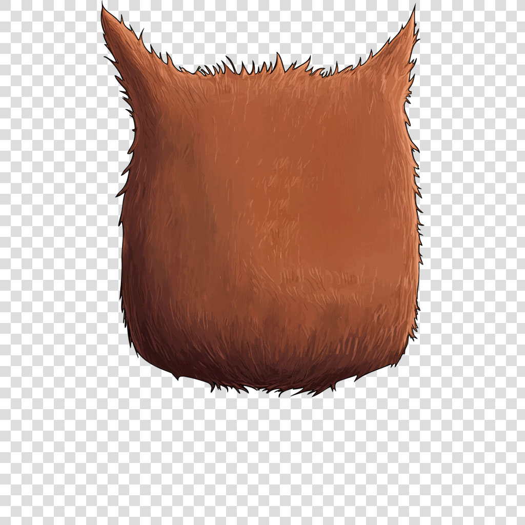 Brown furry object with two pointed ends