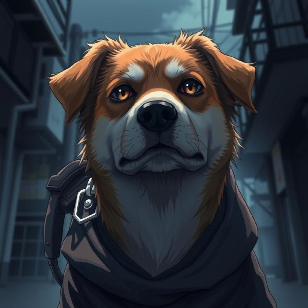 Three anime characters standing together in a city with a dark and cloudy sky.