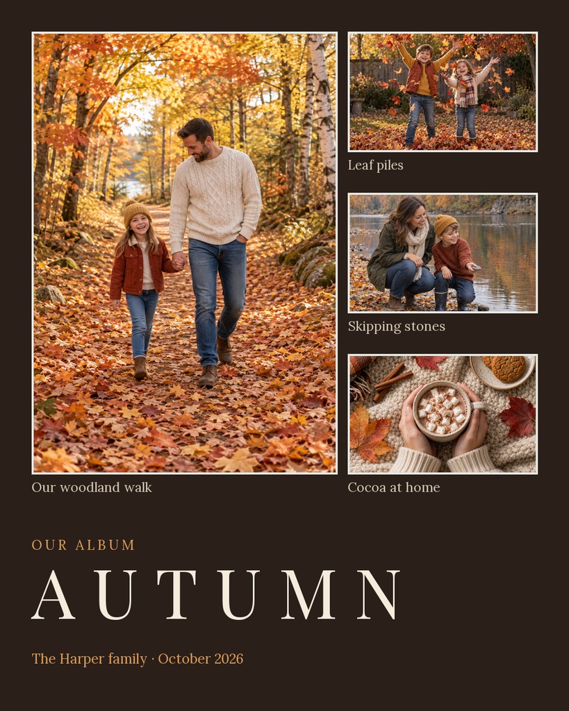Preview for Our Autumn Album Portrait Collage Template