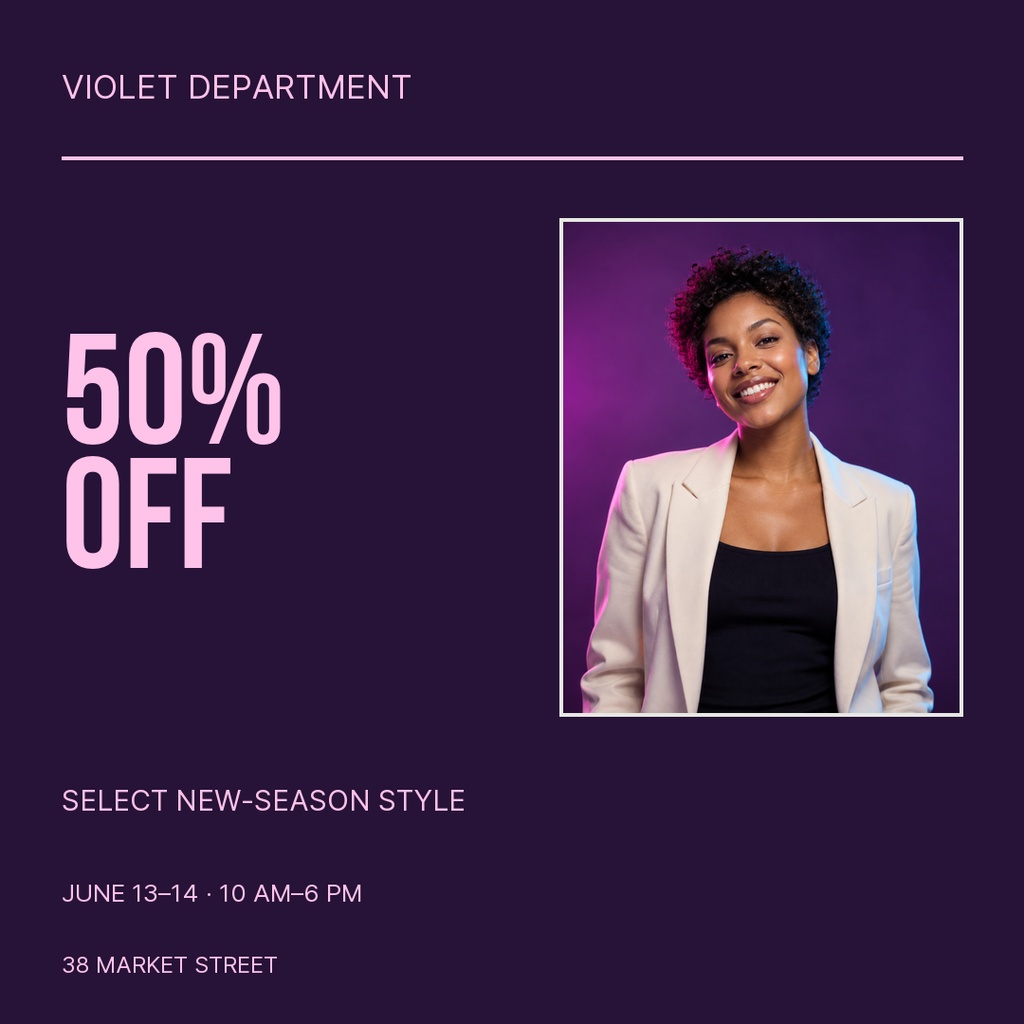 Preview for Violet Department Square Post Template