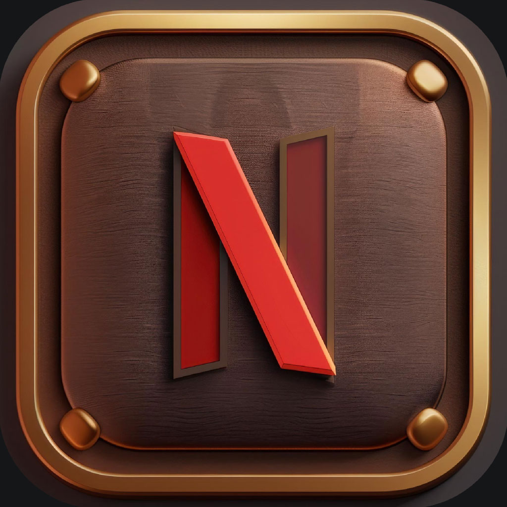 Netflix logo on a brown and gold background