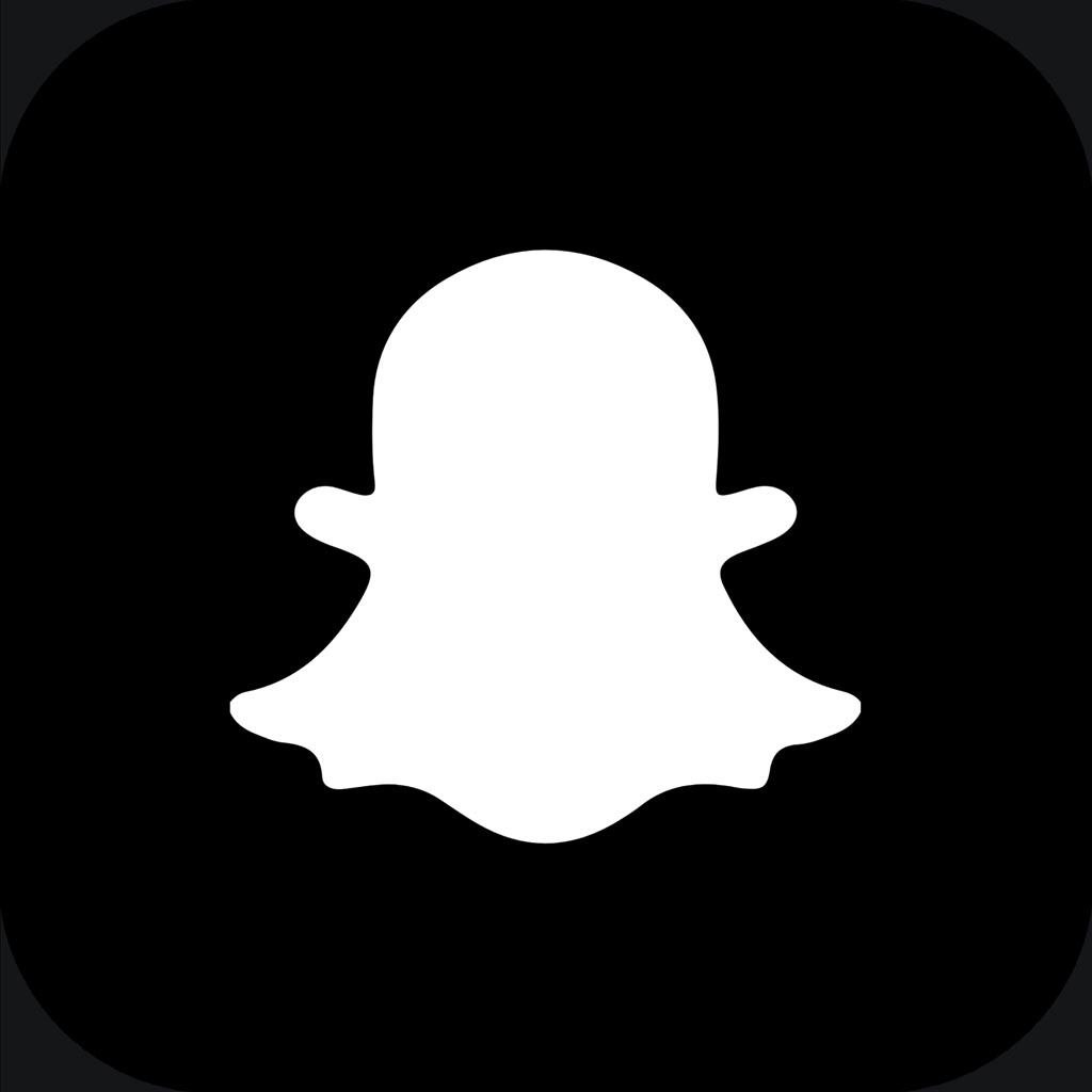 Snapchat logo featuring a white ghost on a black background