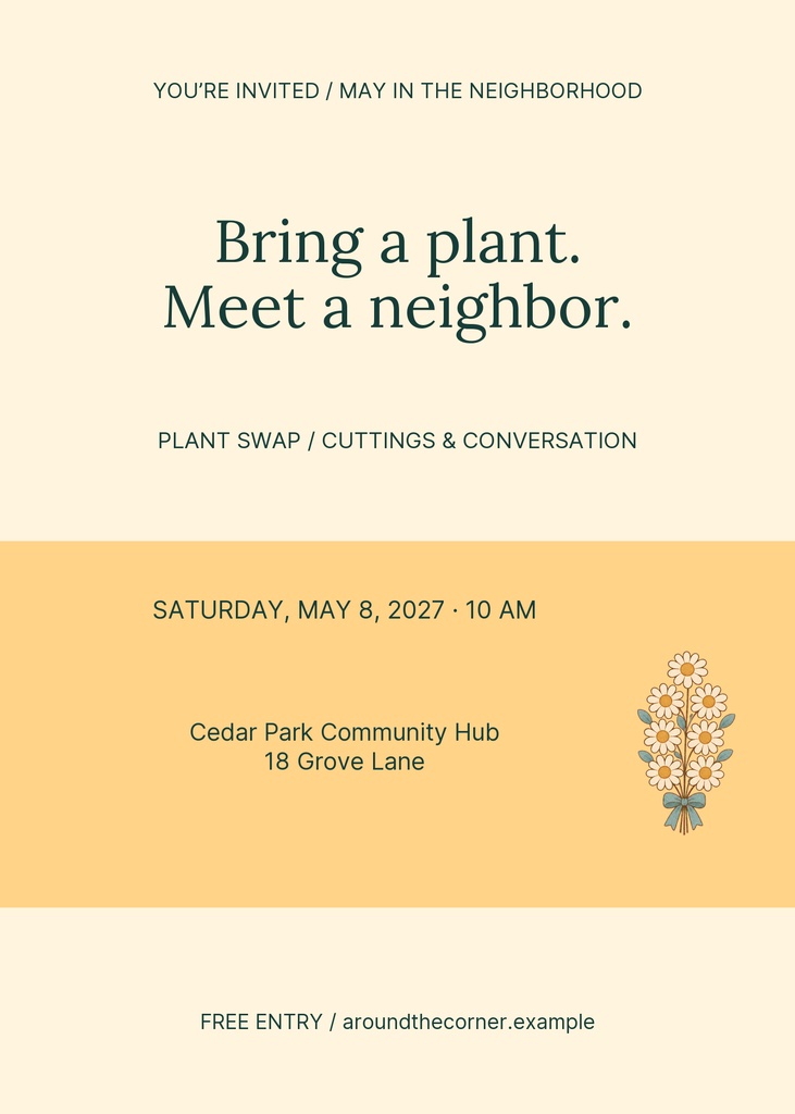 Preview for Around The Corner 5 × 7 Invitation Template