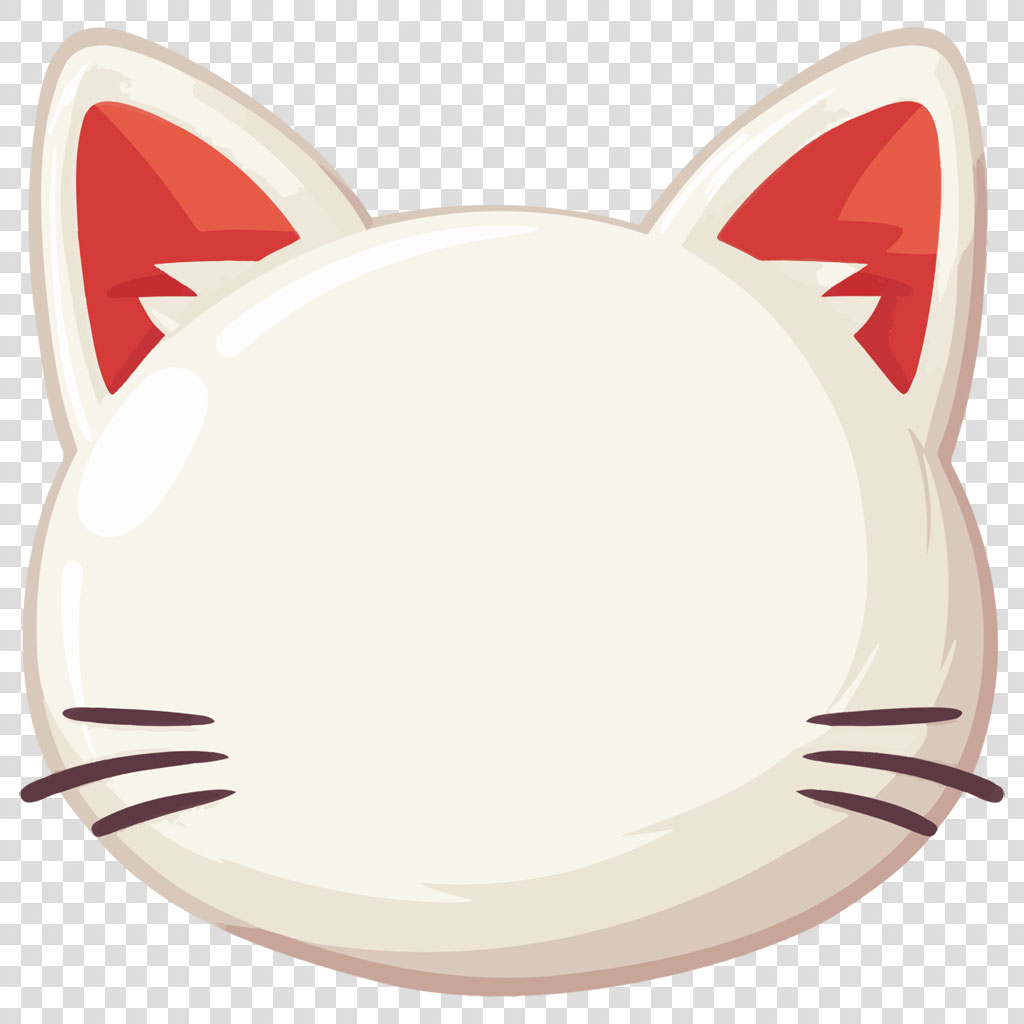 Cartoon cat face with red ears