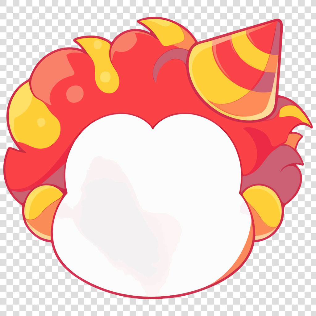 Cartoon emoticon with a red and yellow party hat