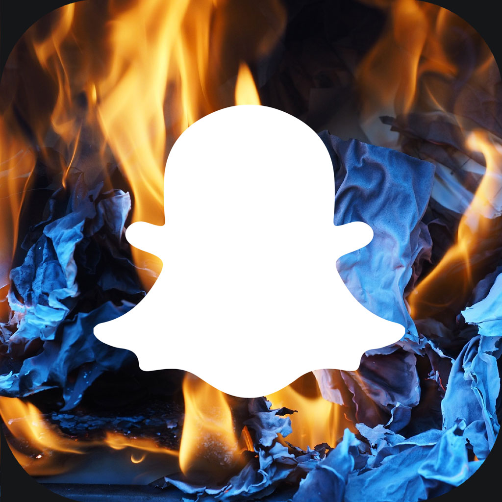 Snapchat logo surrounded by flames