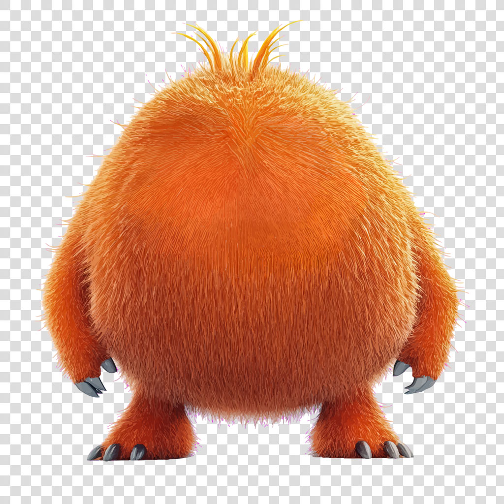 A cartoon orange monster with fuzzy fur and sharp claws