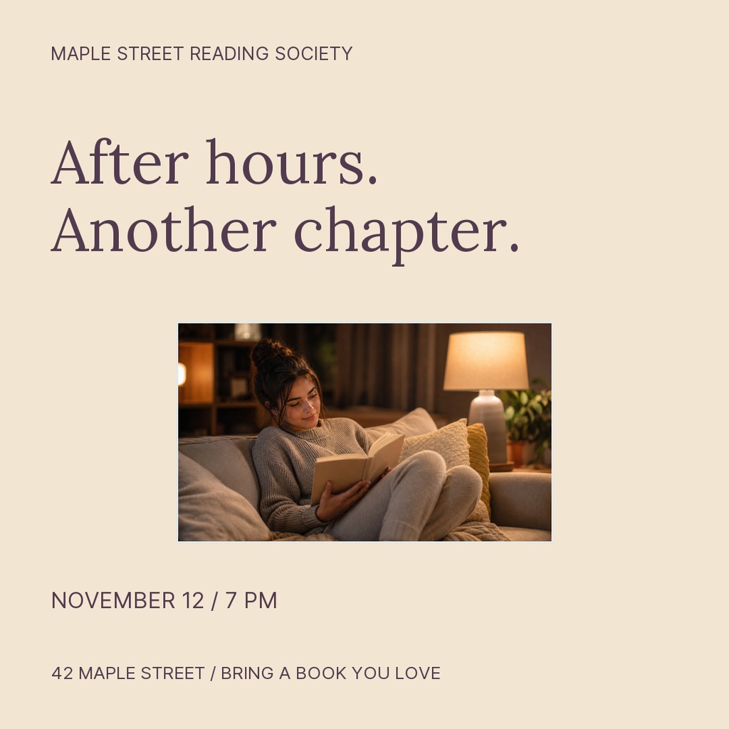 Preview for After Hours Book Club Square Post Template