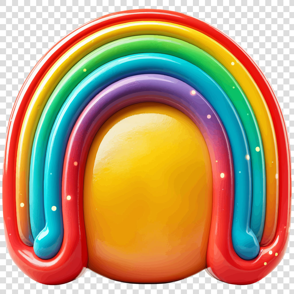 A rainbow-shaped decorative toy with a glossy finish