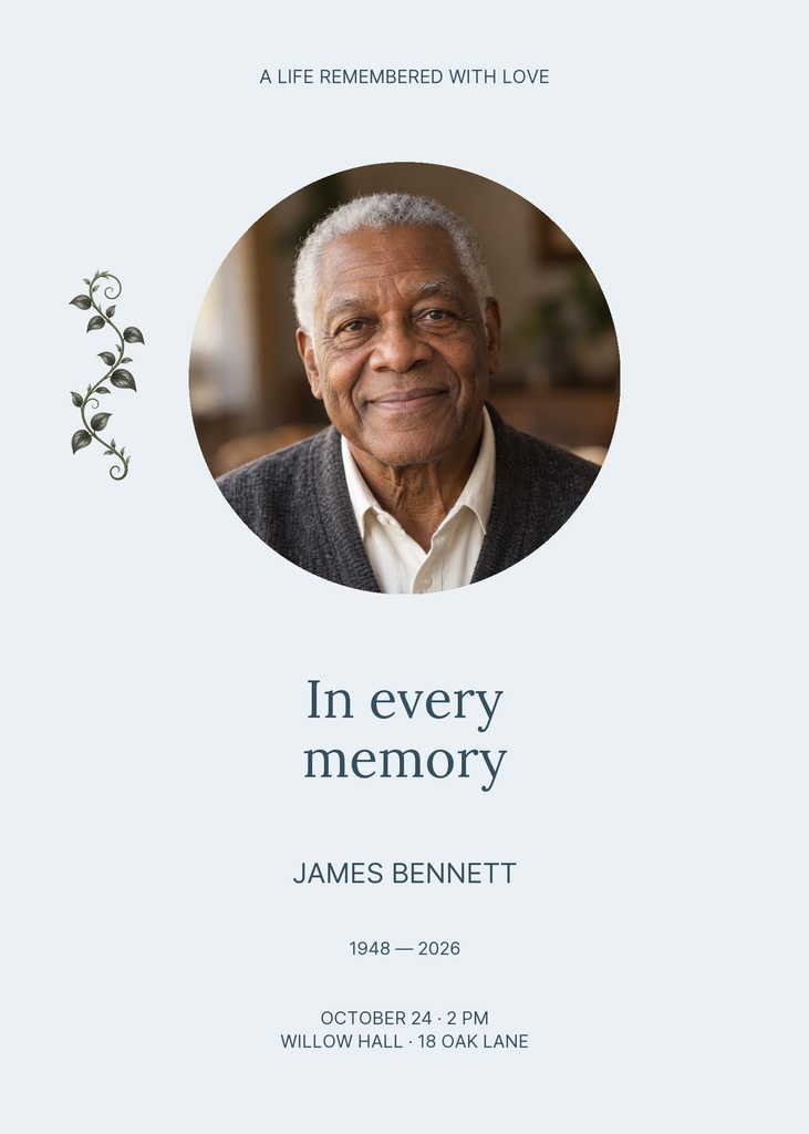 Preview for In Every Memory Remembrance Card Template