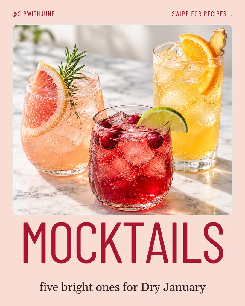 Preview for Five Mocktails For Dry January Carousel Opener Template