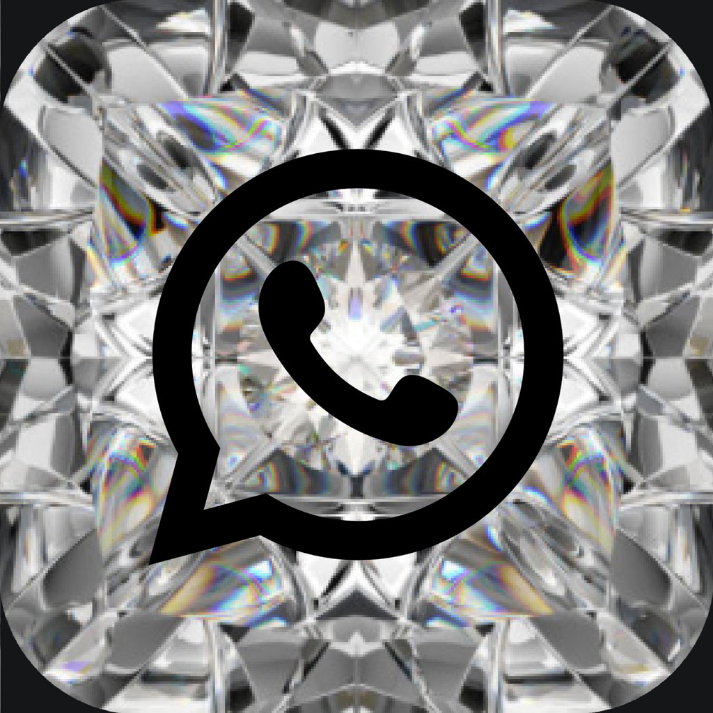 WhatsApp icon on a diamond background