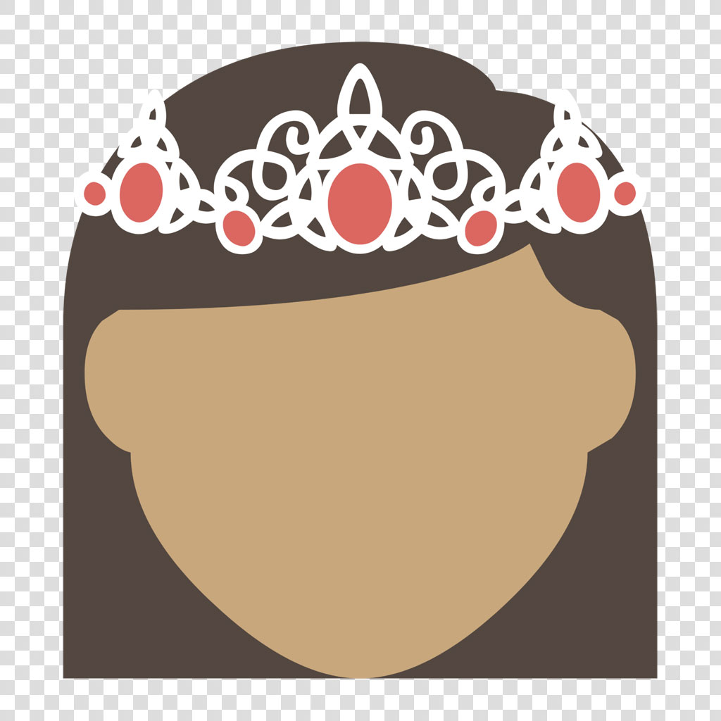 Illustration of a woman's head wearing a tiara