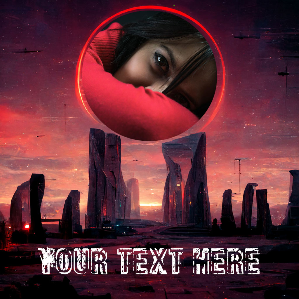 Futuristic landscape with a woman's face