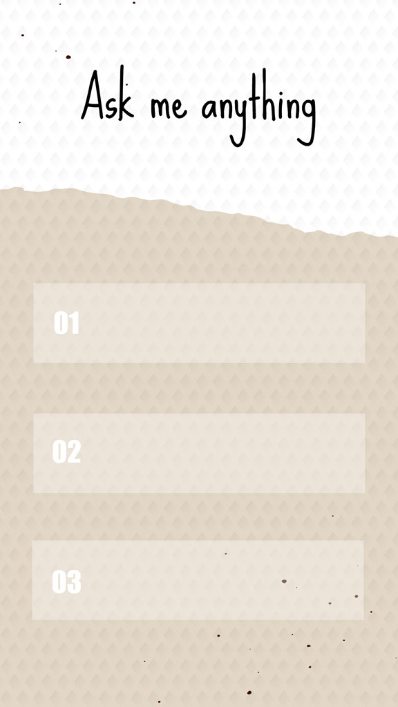 A template with 'Ask me anything' at the top and three blank numbered sections.