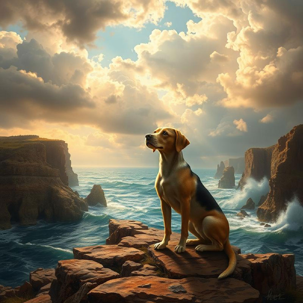 Rugged cliffs and turbulent sea under a cloudy sky