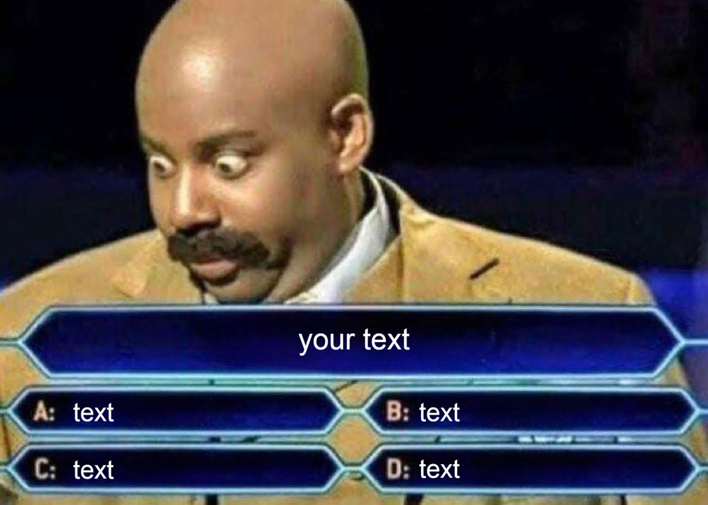 A man on a quiz show with a multiple choice question.