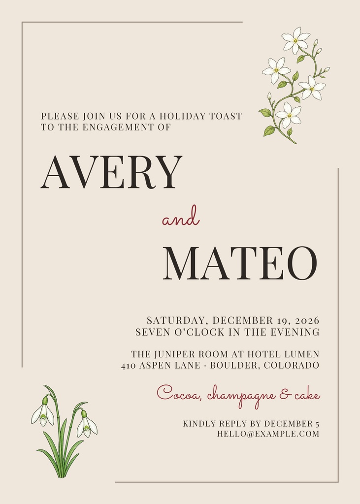 Preview for Engaged For The Holidays 5 × 7 Invitation Template