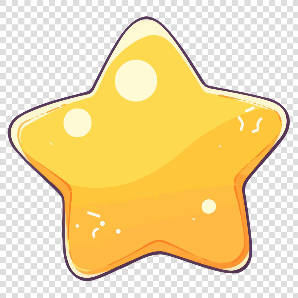 Yellow star icon with glossy finish