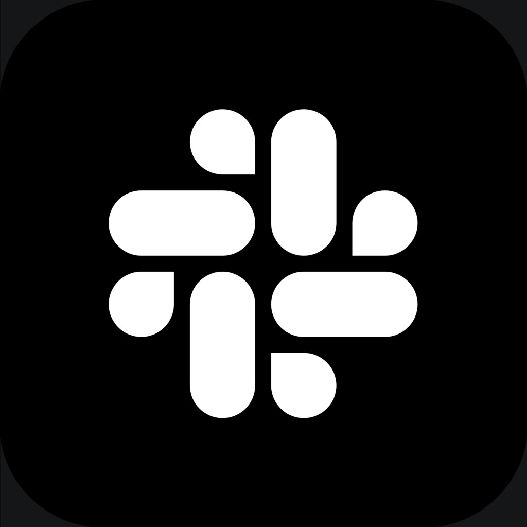 White logo on black background with rounded shapes