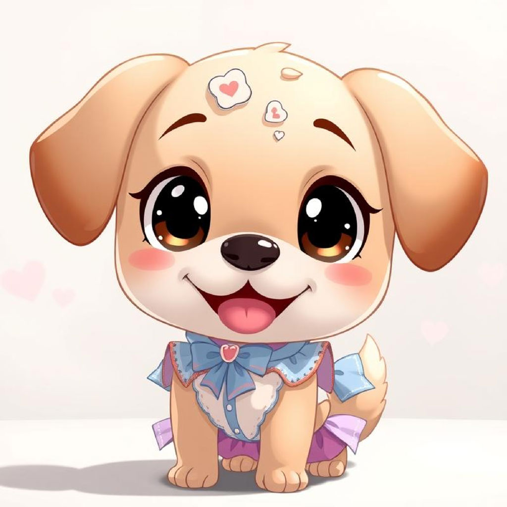 Chibi anime girl with pink hair and blue eyes holding a heart