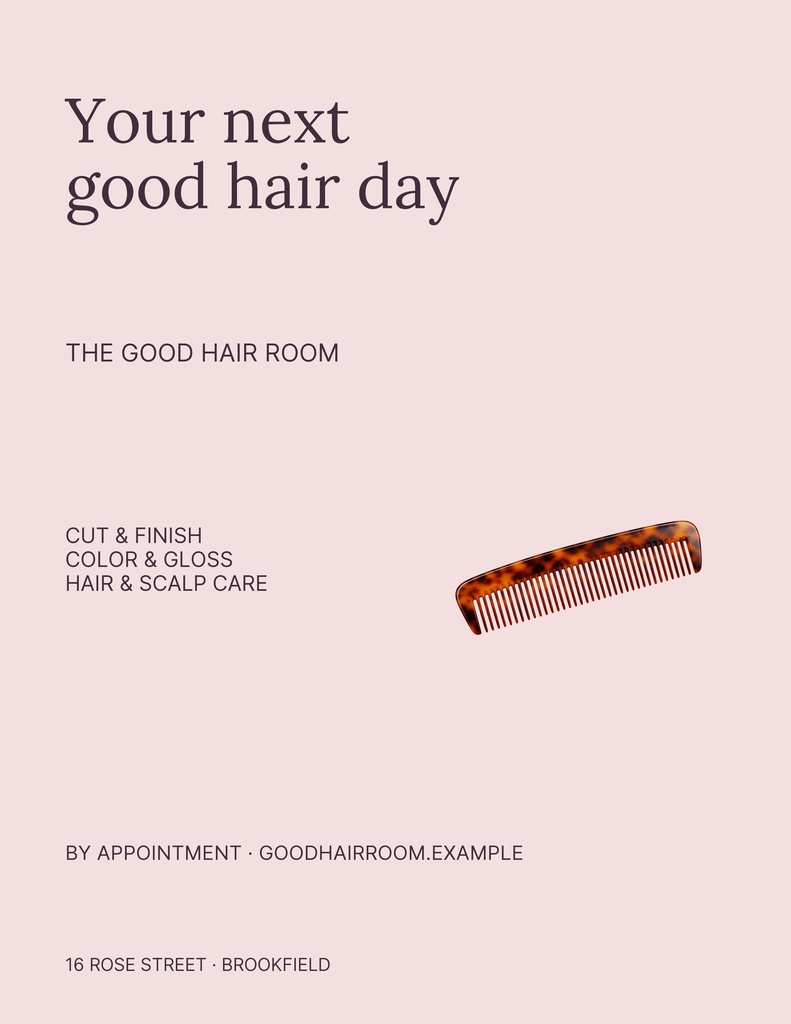 Preview for The Good Hair Room Letter Flyer Template