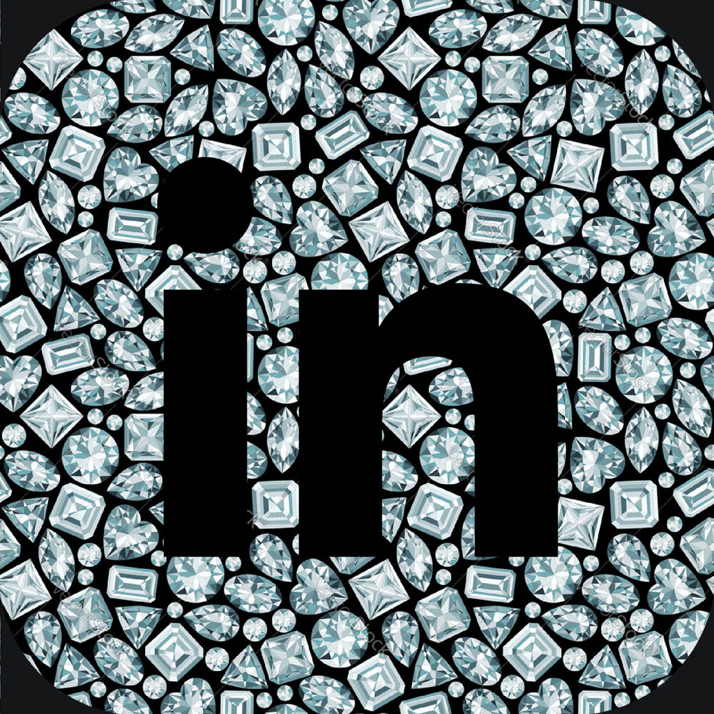 LinkedIn icon with diamond encrustation
