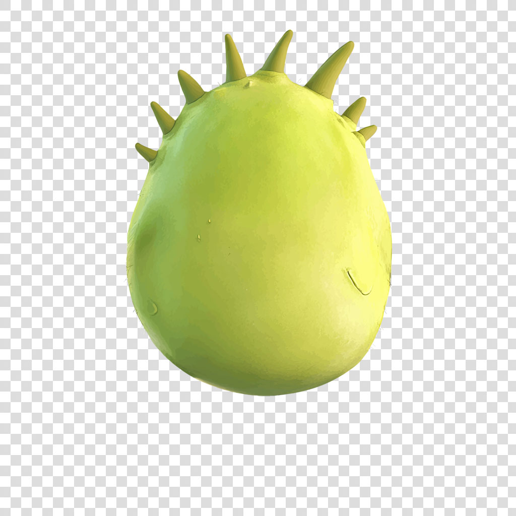 3D rendering of a green Datura fruit with spikes