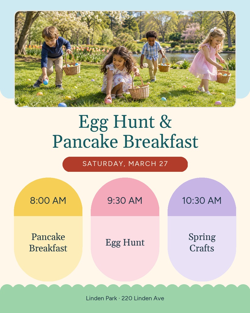 Preview for Neighborhood Egg Hunt And Pancake Breakfast Portrait Post Template