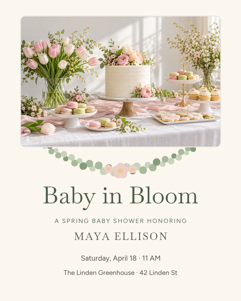 Preview for Sweet Spring Baby Shower Portrait Post Template