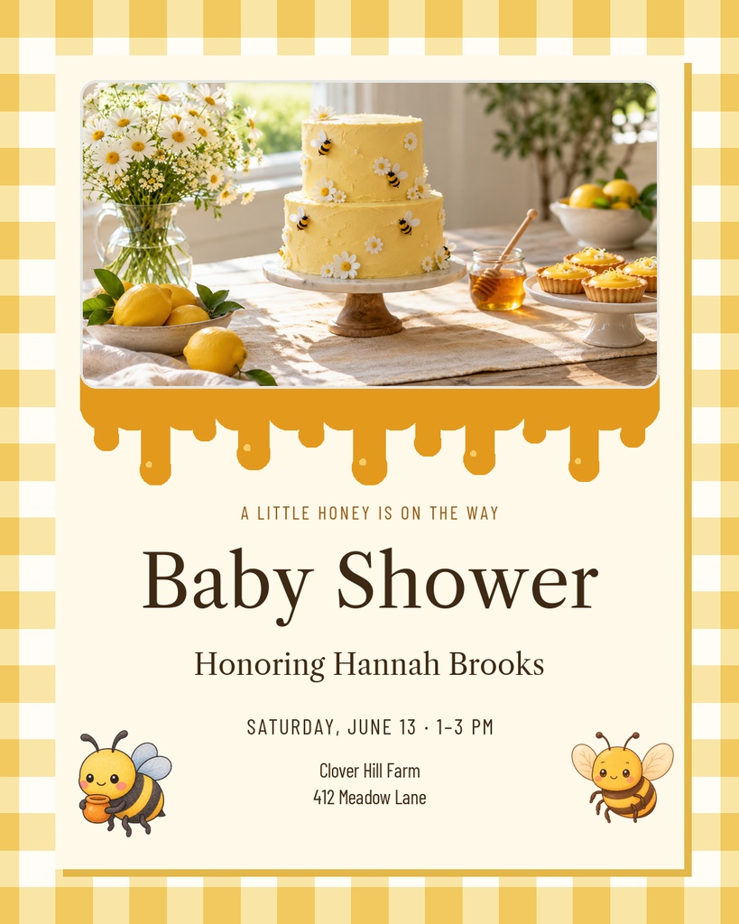 Preview for Busy Little Bee Baby Shower Portrait Post Template
