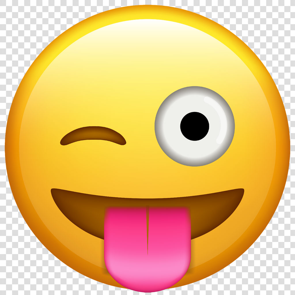 Winking face emoji with tongue out and one open eye