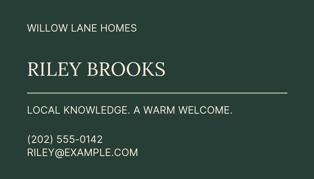 Preview for The Willow Lane Bungalow Agent Contact Card Template