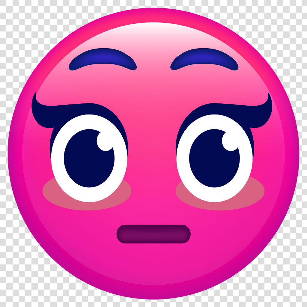 Angry pink emoji face with furrowed eyebrows and a frowning mouth