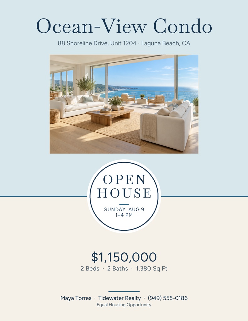 Preview for Ocean-view Condo Open House Letter Flyer Template