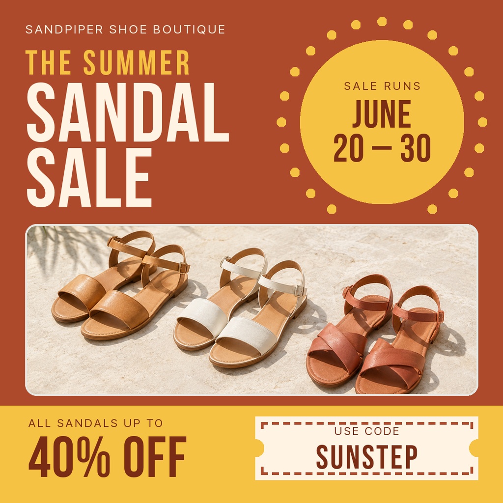 Preview for The Summer Sandal Sale Square Post Template