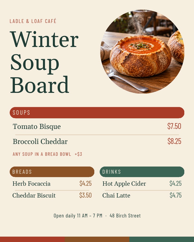 Preview for The Winter Soup Board Portrait Post Template