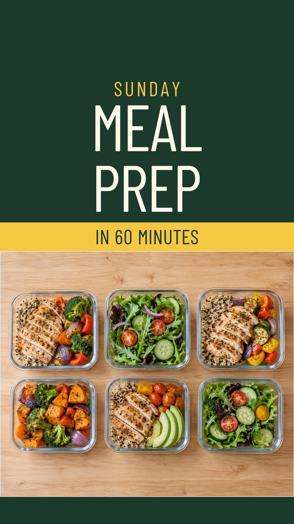 Preview for Sunday Meal Prep In 60 Minutes Static Reel Cover Template