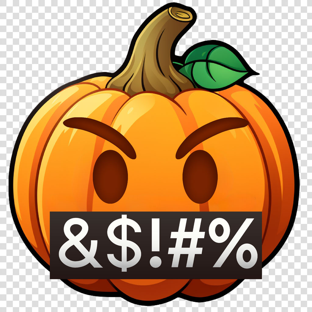 Angry pumpkin emoji with profanity symbols