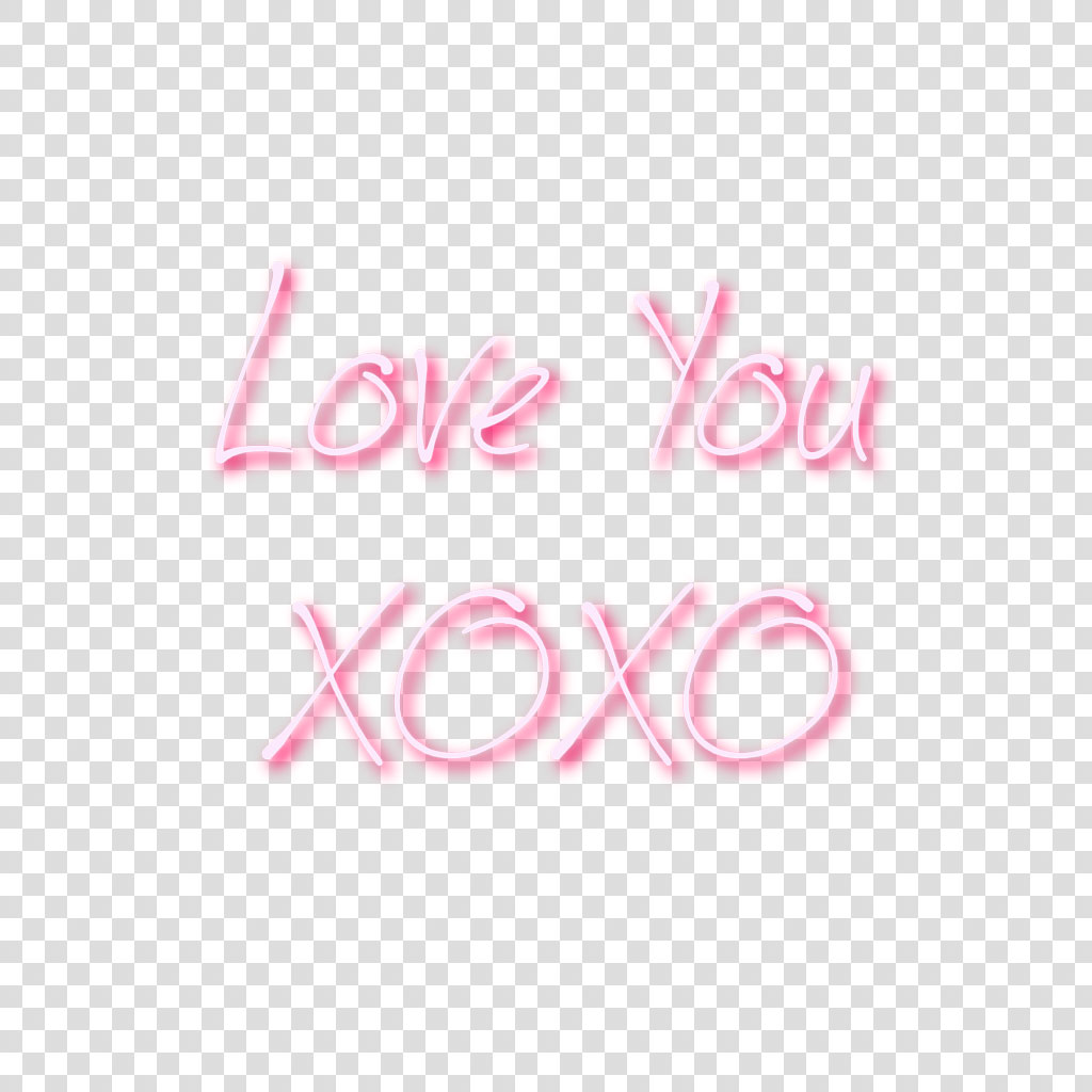 Neon sign with 'Love You XOXO' in pink lights on a black background