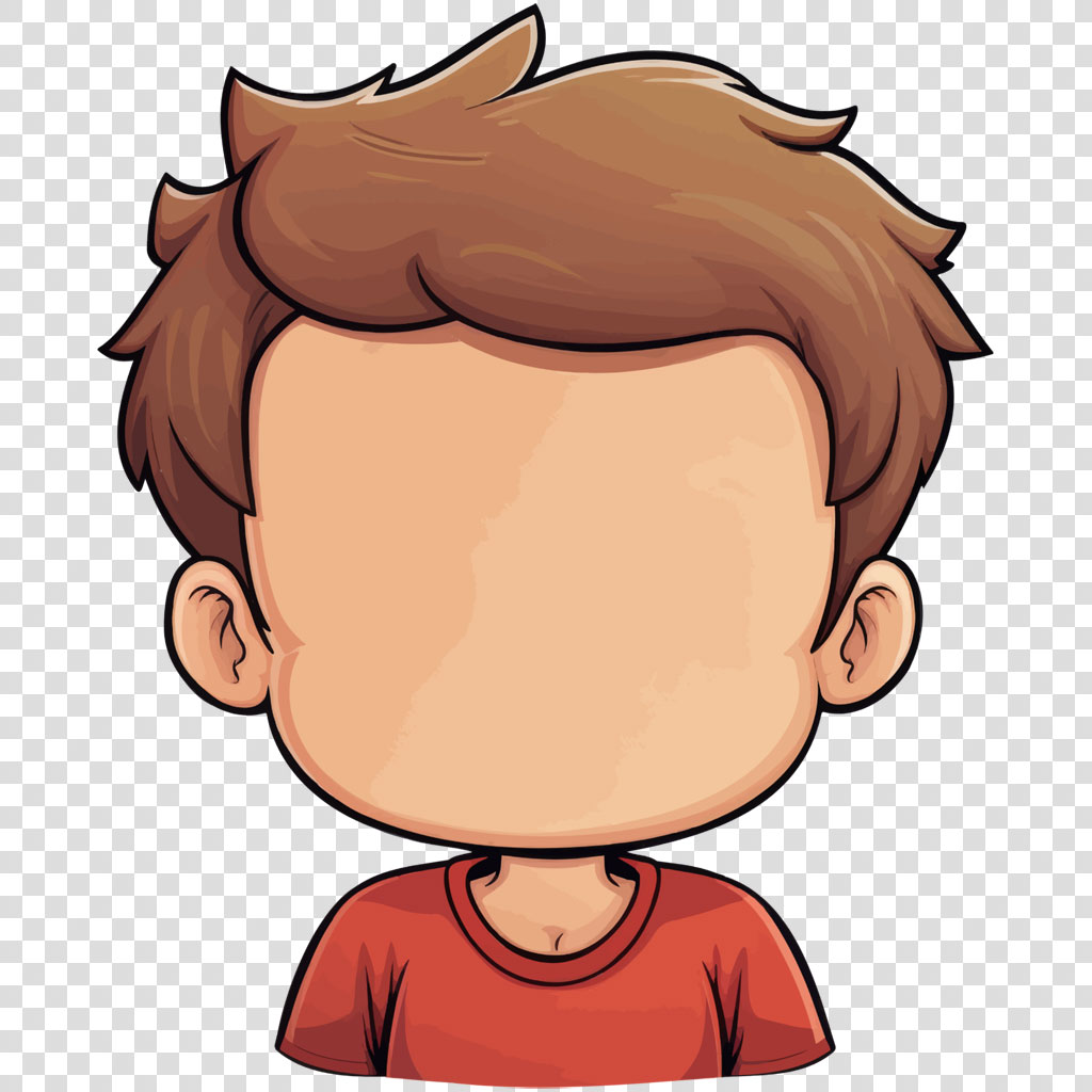 Cartoon boy with blank face