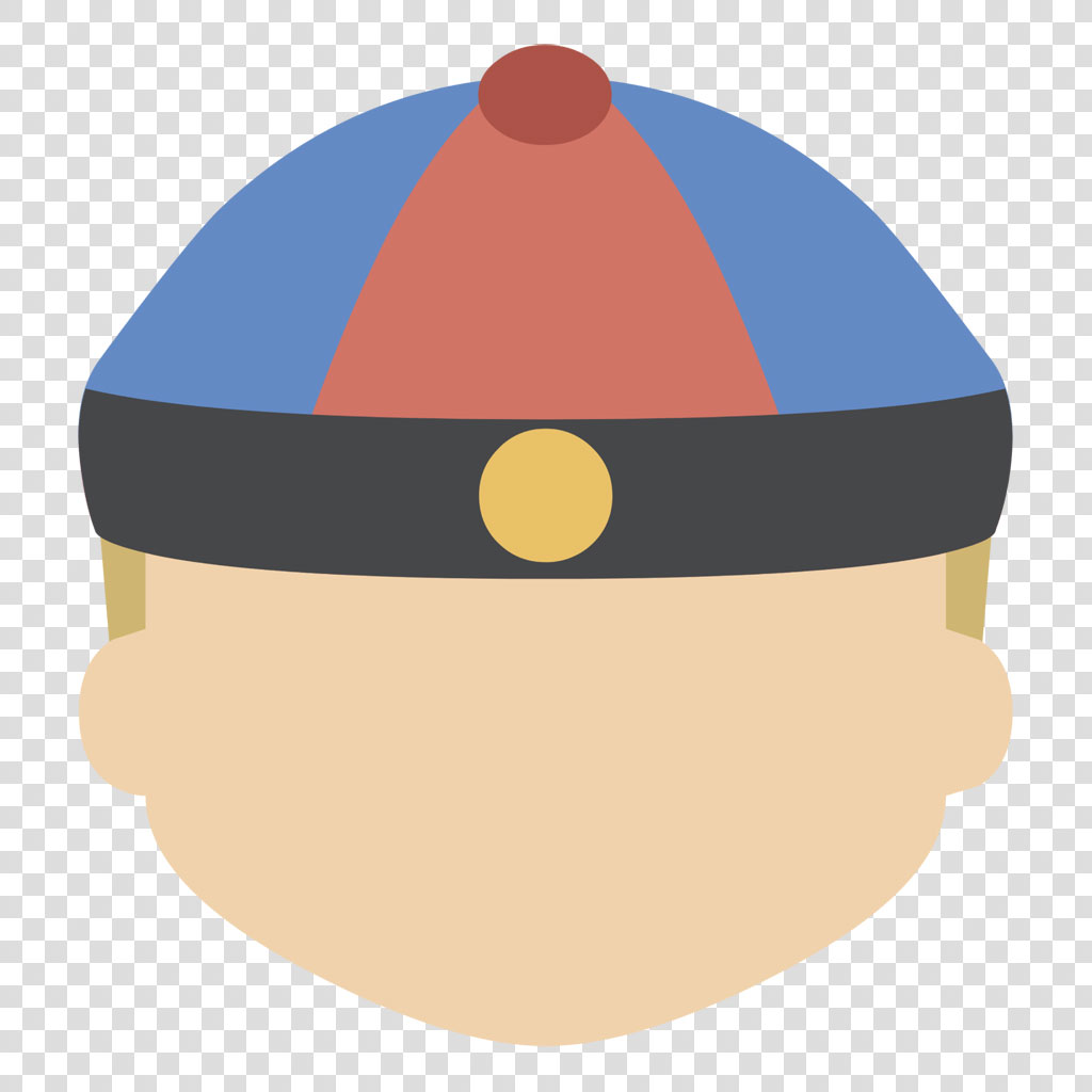 Illustration of a person's head wearing a traditional Korean hat