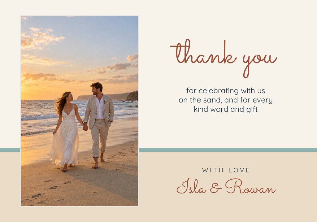 Preview for Barefoot On The Beach Thank-you Card Template