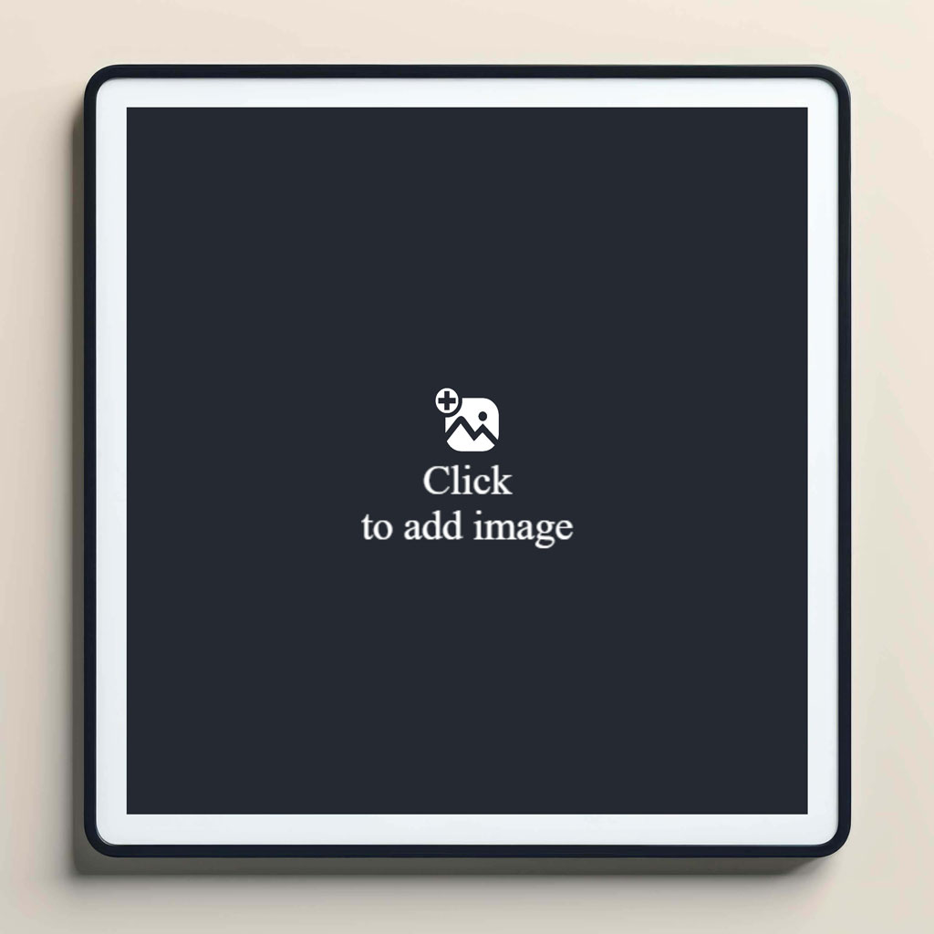 A tablet with a black screen and white border